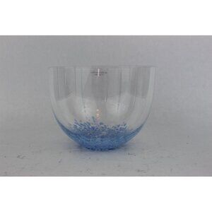 Lindshammar Sweden Art Glass Bowl - Blue Frit Design - Scandinavian Modern Vinta